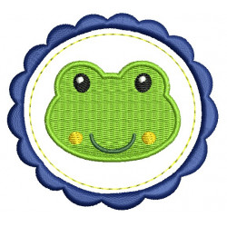 Stickmuster - Frosch Button